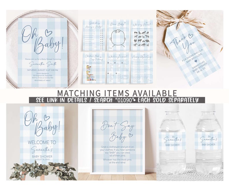 a set of matching items available for a baby shower