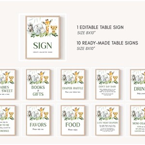 Jungle Table Signs