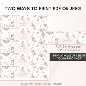 Pink Floral Bunny Bottle Stickers