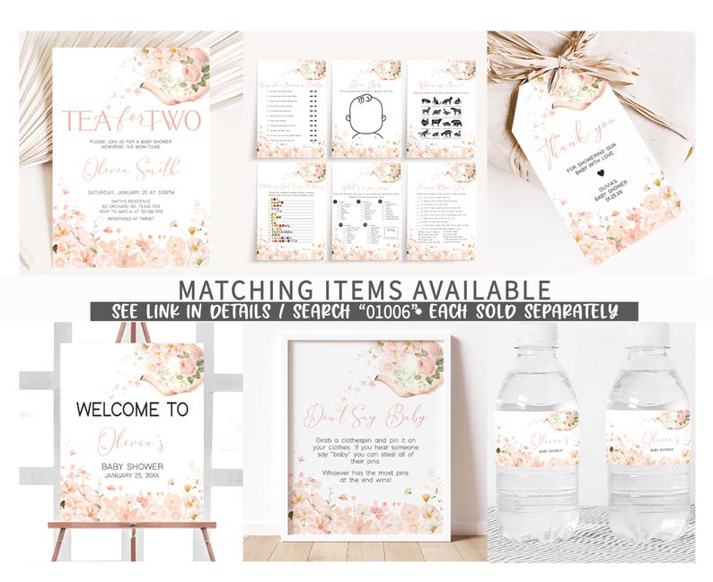 Tea Baby Shower Printable Templates