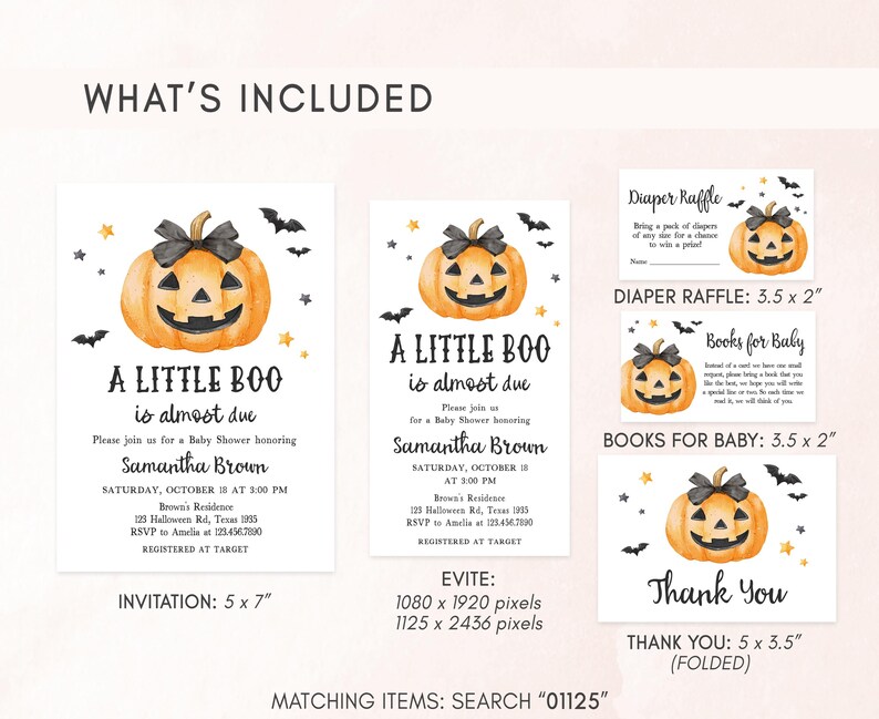 Minimalist A Little Boo Included Invitation Bundle