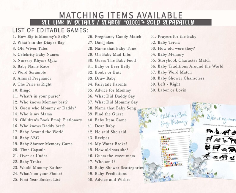 a printable baby shower game is shown