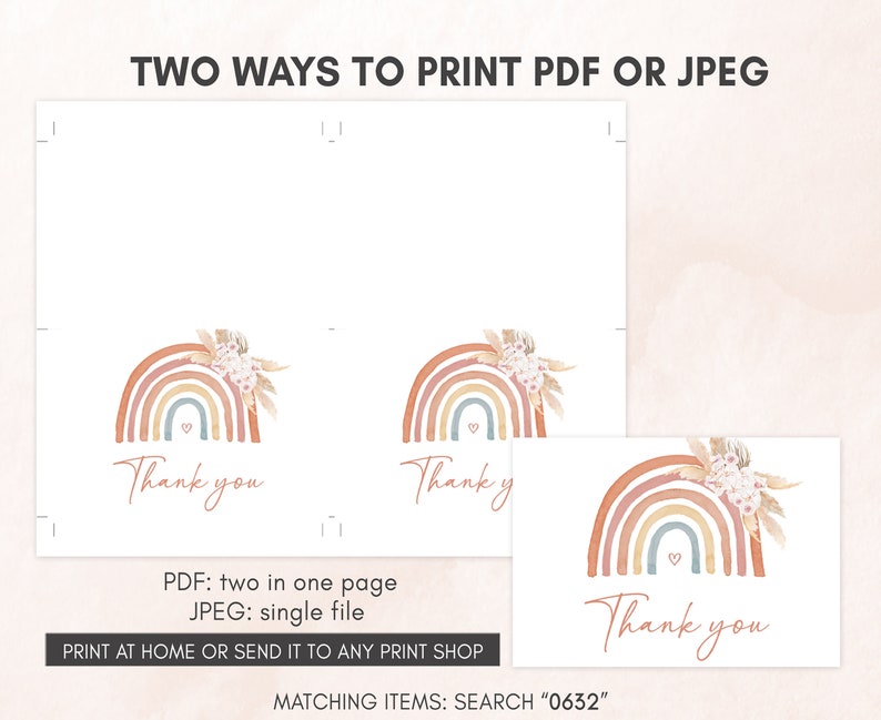 two ways to print a rainbow thank you card
