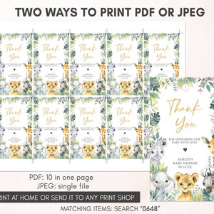 two ways to print a thank card for a baby shower