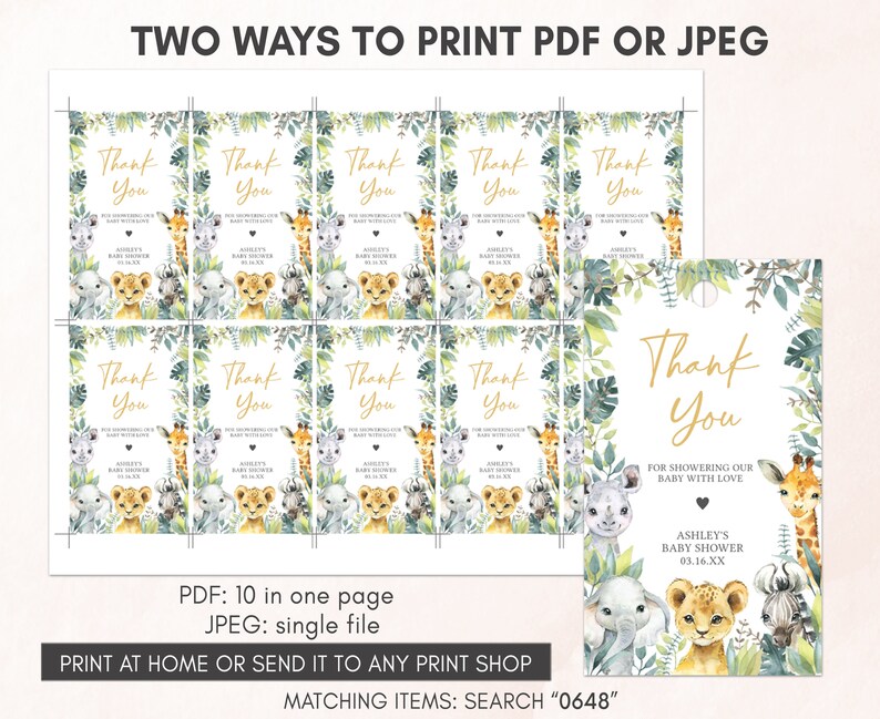 two ways to print a thank card for a baby shower