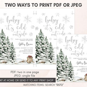 Bewerkbare baby het is koud buiten baby shower uitnodiging, genderneutrale winter baby shower uitnodiging, kerst baby shower uitnodiging sjabloon 0572 afbeelding 3
