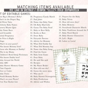 a list of matching items available for a baby shower