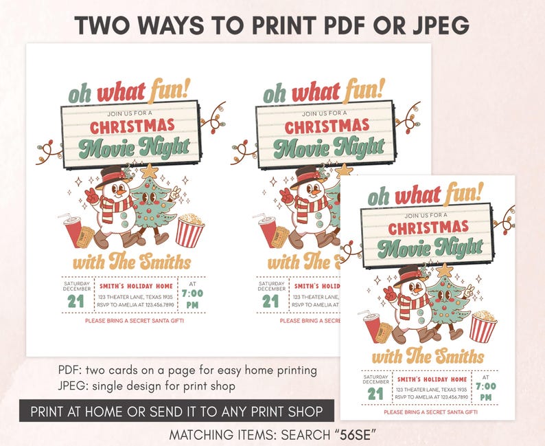 Holiday Movie Party Invitation Template