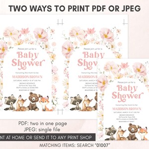 Spring Floral Woodland Invitation Template