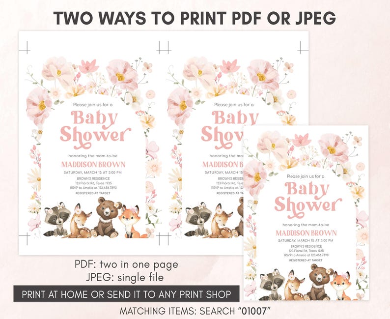 Spring Floral Woodland Invitation Template