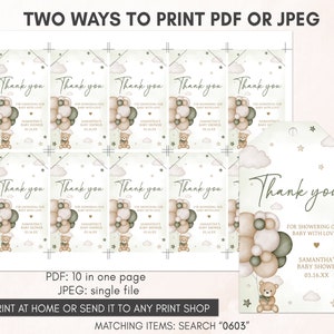 two ways to print a thank card for a baby shower