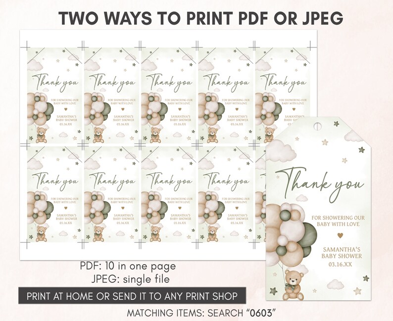 two ways to print a thank card for a baby shower