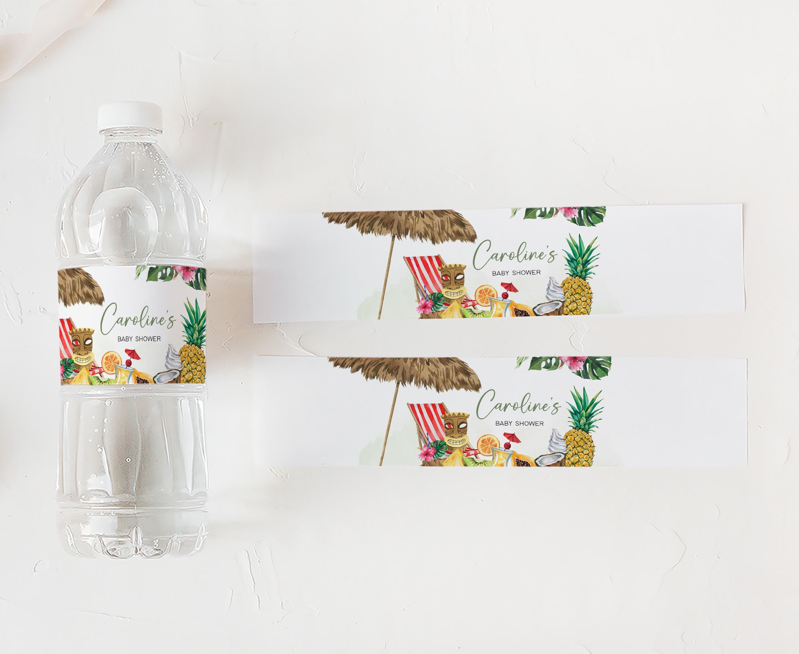 Alloha Label Editable Aloha Baby Shower Bottle Label, Girl Hawaiian Luau Tropical ...