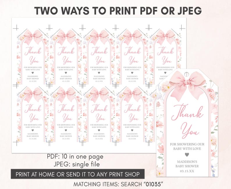 Pink Coquette Bow Gift Tags