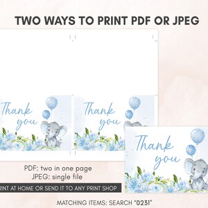 Editable Elephant Baby Shower Invitation Set Blue Balloon Baby Shower Invite Set Baby Boy Elephant Invitation Safari Printable Template 0231 image 6