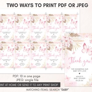 two ways to print a pink and gold thank card