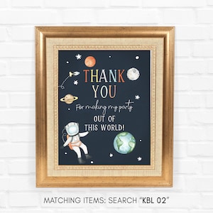 Thank You Outer Space Party Sign Astronaut Birthday Sign Favor Table Thank you Sign Party Decor KBL 02