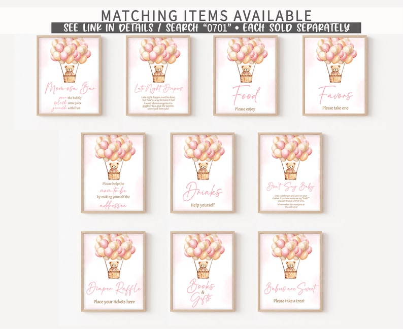 Editable Pink We Can Bearly Wait Baby Shower Games Bundle, Girl Bear Baby Shower Game Pack, Bear Hot Air Balloons Baby Shower Games, 0701 image 6