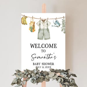 Editable Homegrown Baby Shower Welcome Sign, Boho Laundry Locally Grown Baby Shower Welcome Poster, Boy Farmers Market Baby Shower, 01081