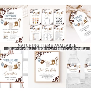 Editable Cowboy Baby Shower Welcome Sign, Wild West Rodeo Baby Shower ...