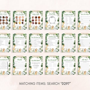 Editable Safari Baby Shower Games Bundle, Greenery Jungle Baby Shower Game Pack, Wild One Safari Animals Baby Shower Games Template, 0297 image 2