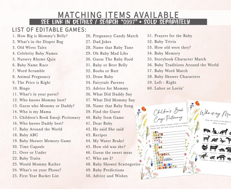 a list of items for a baby shower