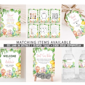 Editable Baby Girl Dinosaur Baby Shower Games Bundle, Floral Dino Baby Shower Game Pack, Dinosaur Girl Baby Shower Games Template, 0688 image 2