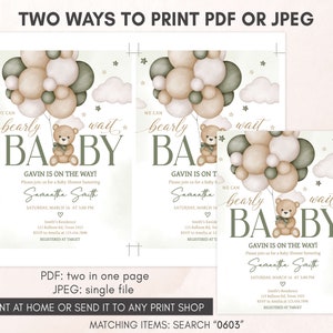 two baby shower cards with a teddy bear on them