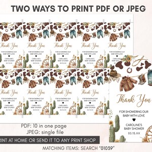 Western Cowboy Baby Shower Gift Tags