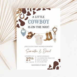 Invito modificabile per la doccia per bambini da cowboy, invito per la doccia per bambini al rodeo del selvaggio West, un piccolo invito per la doccia per bambini in campagna occidentale da cowboy, 0722