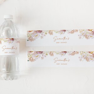 Editable Baby in Bloom Baby Shower Bottle Label, Spring Baby Shower Water Label, Wildflower Baby Shower, Spring Floral Bottle Stickers, 0612 image 3
