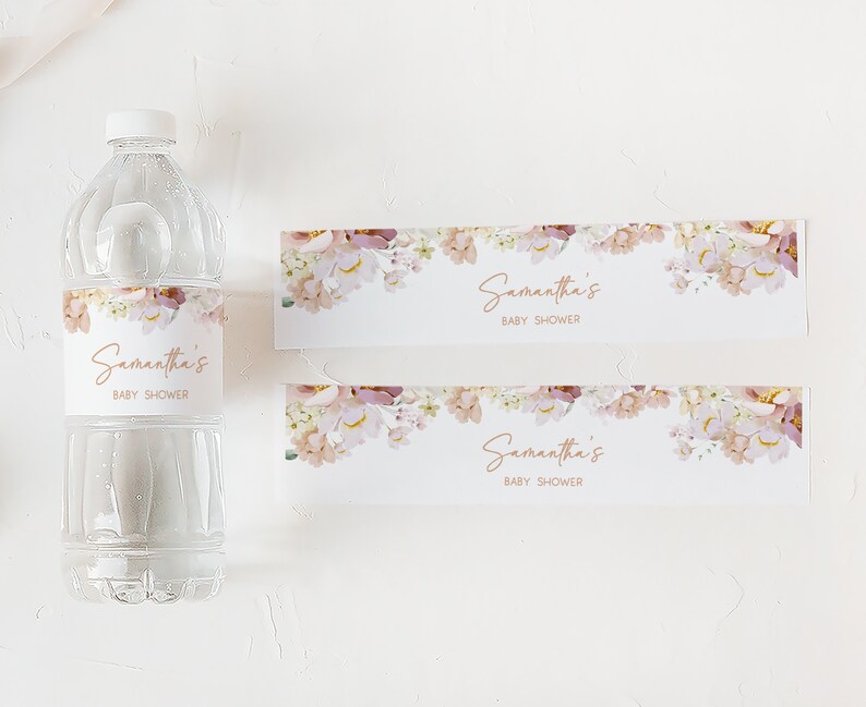 Editable Baby in Bloom Baby Shower Bottle Label, Spring Baby Shower Water Label, Wildflower Baby Shower, Spring Floral Bottle Stickers, 0612 image 3