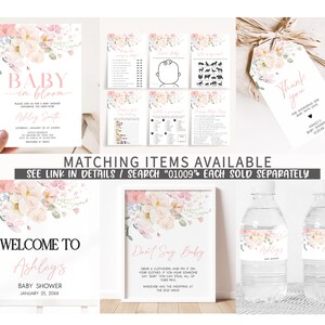 Girl Floral Baby Shower Printable Templates