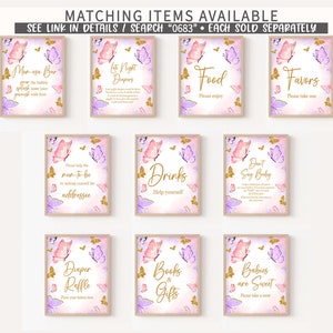 Bewerkbare bundel roze vlinder meisje babyshower spelletjes, paarse vlinders babyshower game pack, gouden boho vlinder babyshower spelletjes, 0683 afbeelding 6