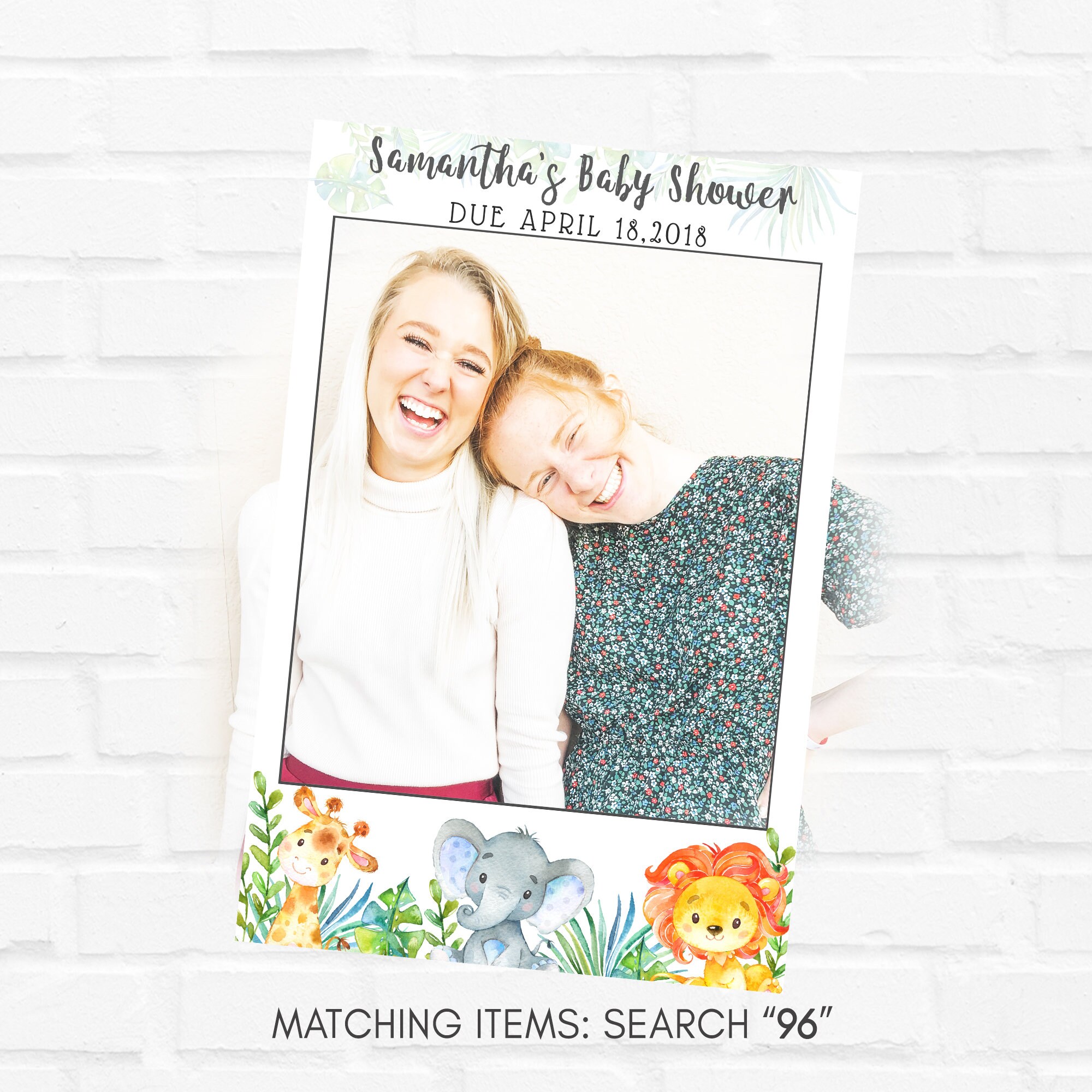 Printable Safari Baby Shower Photo Frame Jungle Safari Safari Animals Photo Prop Boy Baby Shower Printable Digital Download