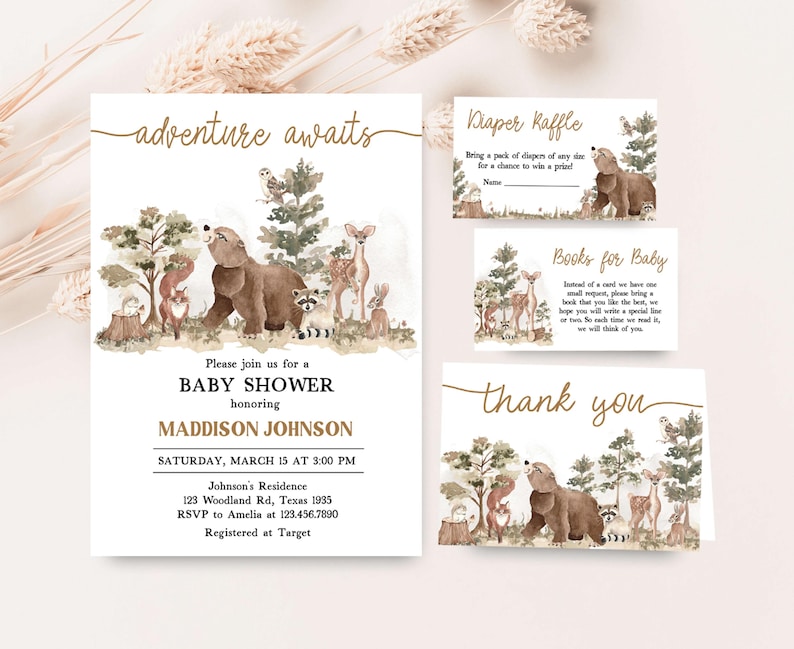 Adventure Awaits Baby Shower Invitation Set