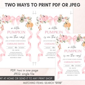 two ways to print for a pumpkin themed baby shower