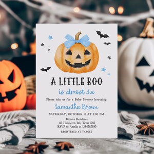 Blue Minimalist A Little Boo Invitation
