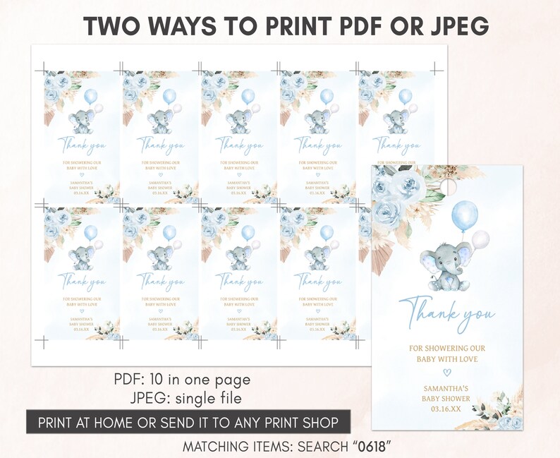 two ways to print a thank card for a baby shower