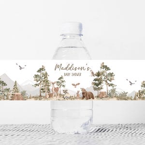 a bottle of water with a picture of animals on it