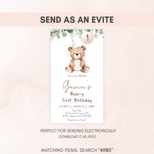 Bear Birthday Evite