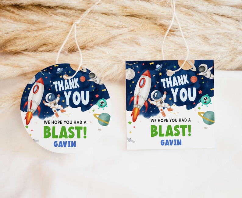 Astronaut Outer Space Birthday Favor Tags