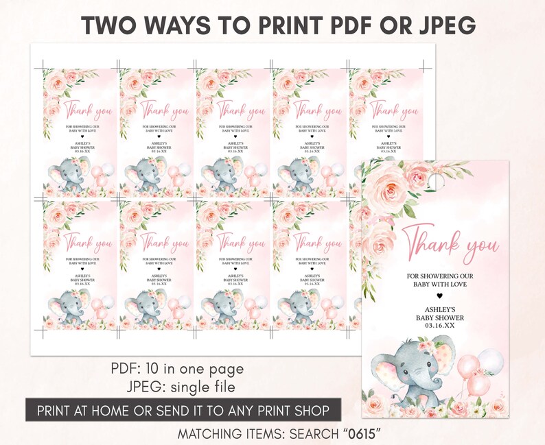 two ways to print a baby elephant baby shower
