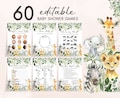 Jungle Baby Shower Game Bundle Safari Animals Baby Shower Activity Printable Games Safari Baby Shower Game Pack Greenery Gender Neutral 0179