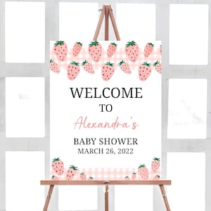 Cartello di benvenuto per baby shower con fragole, cartello di benvenuto per baby shower con frutti di bosco, decorazioni per feste di fragole carine per baby shower estive 0180