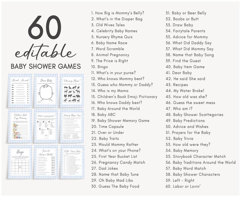 60 Editable Baby Boy Picnic Baby Shower Games Bundle, Baby Shower Bingo Game, Old Wives Tales, Baby Shower Game, Baby Shower Games Baby Shower Bundle, Shower Games, Printable Games, Baby Shower Activity, Fun Baby Shower Game, Baby Predictions