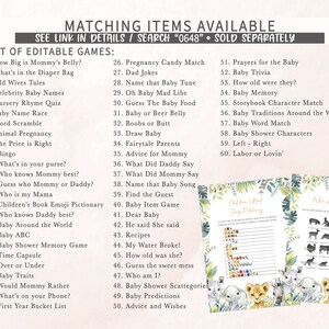 Etiquetas editables Wild One Baby Shower Favor, Jungle Safari Baby Shower Gift Tag, Greenery Safari Animals Baby Shower Gracias Favor Tags, 0648 imagen 7