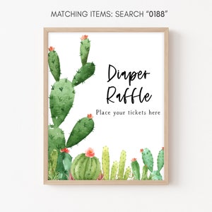 Diaper Raffle Sign Cactus Baby Shower Succulent Baby Shower Diaper Sign Rustic Baby Shower Sign Fiesta Cactus Decor Printable Template 0188