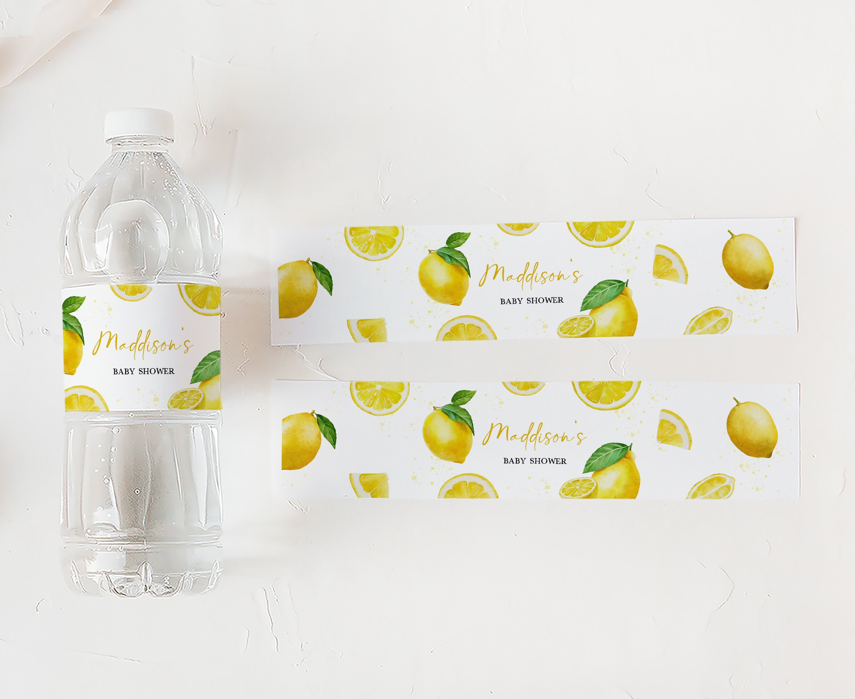 Editable Lemon Baby Shower Bottle Label, Minimalist Lemonade Baby ...