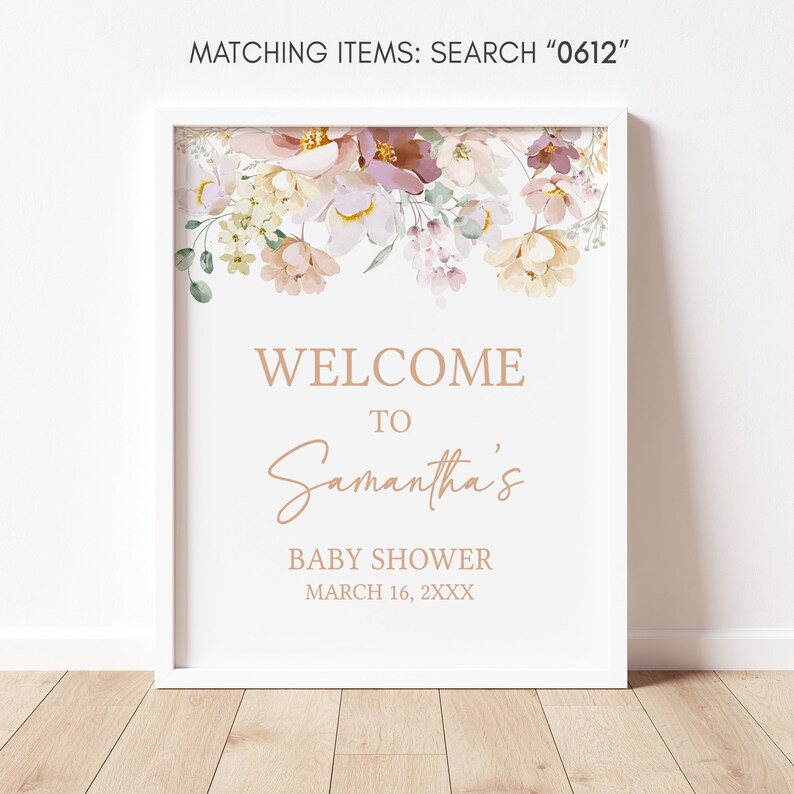 Editable Baby in Bloom Baby Shower Welcome Sign, Spring Baby Shower Welcome Poster, Wildflower Baby Shower Sign, Spring Floral Shower, 0612 image 3